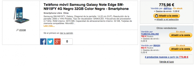 Galaxy Note Edge en FNAC.