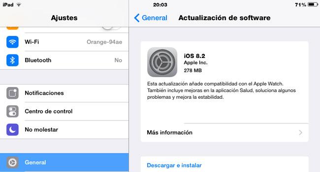 OTA con iOS 8.2