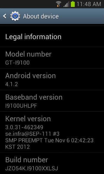 Samsung Galaxy S2 con Android 4.1.2 instalado con Odín