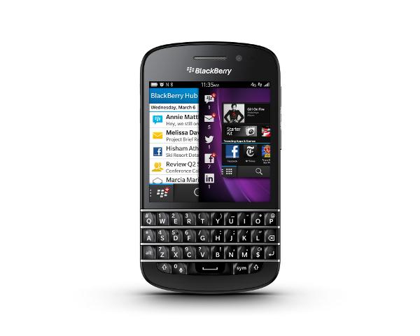 Frontal del BlackBerry Q10