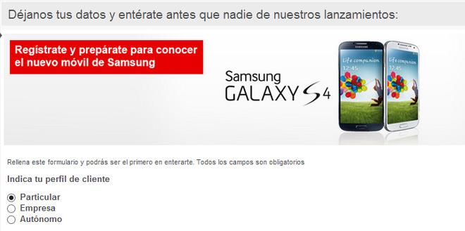 Reserva del Samsung Galaxy S4 con Vodafone