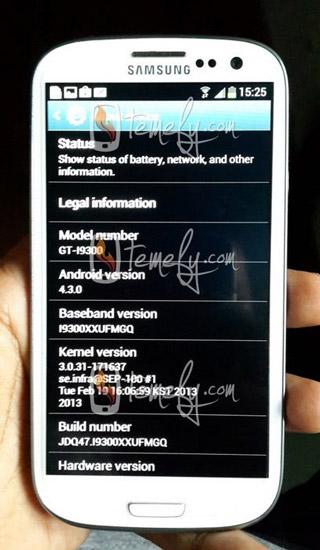 Samsung Galaxy S3 con Android 4.3