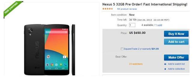 Nexus 5 presale