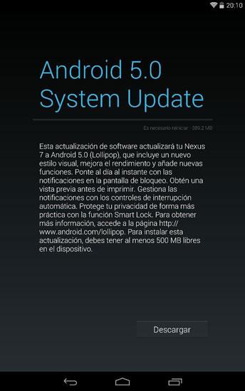  Update & # XF3; n Android 5.0 OTA for Lollipop Nexus 