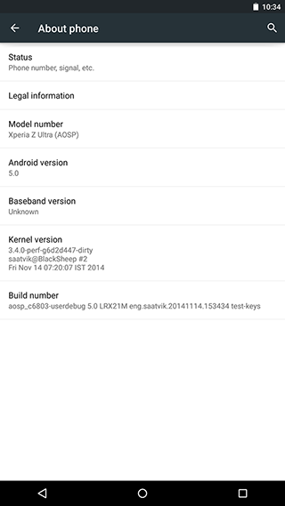  Sony Xperia Z Ultra AOSP Android 5.0 Lollipop 
