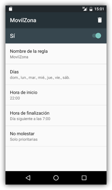 Crear regla para activar el modo No Molestar de Android 6.0