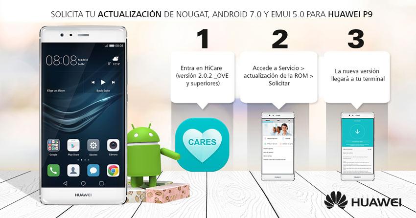 Actualización del Huawei P9 con Android 7.0 Nougat