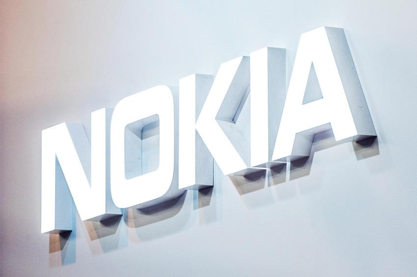 Logo de Nokia en color blanco