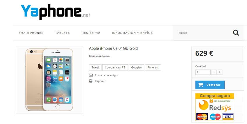 iPhone 6s de 64 GB en color oro