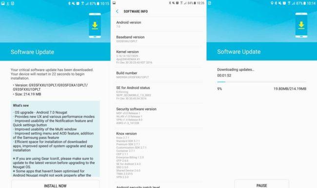 Android 7.0 para el Samsung Galaxy S7
