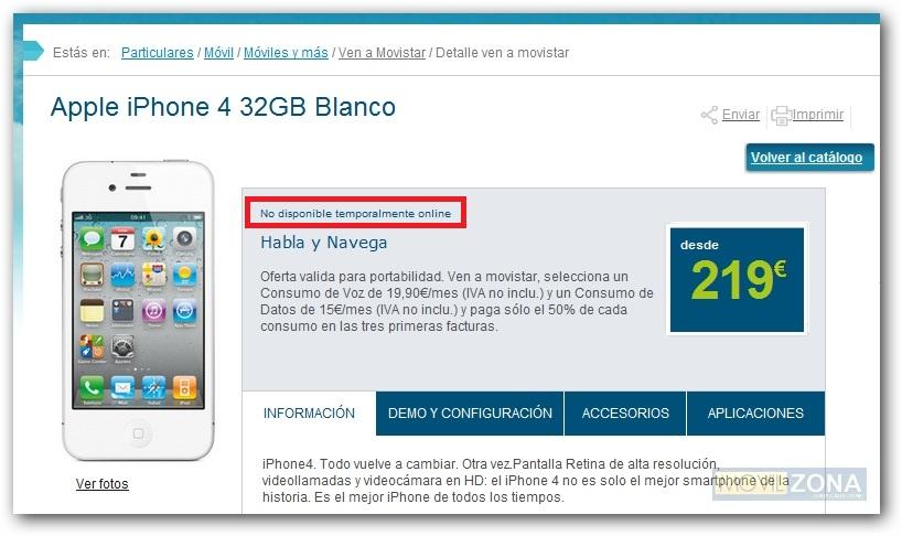 iPhone 4 blanco Movistar agotado_2