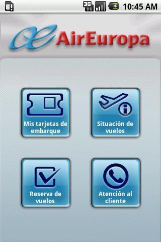 Pantalla aplicación Android de Air Europa