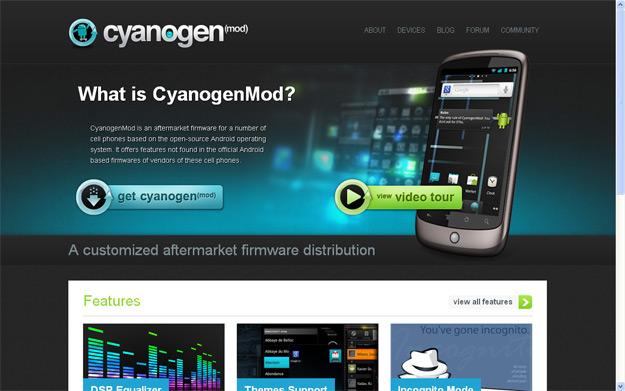 Captura de la página web de Cyanogen