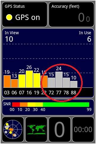 Captura de la aplicación GPS Test para Xperia