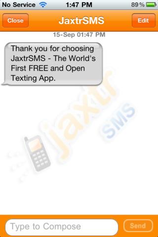 Interfaz Jaztr SMS en iOS