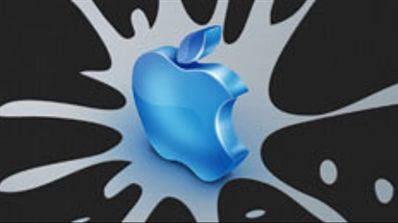LOGOTIPO DE APPLE AZUL EN TRES DIMENSIONES