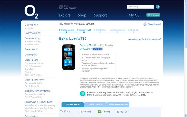 Precio Nokia Lumia 710 con O2