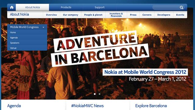 Página web de Nokia para el MWC