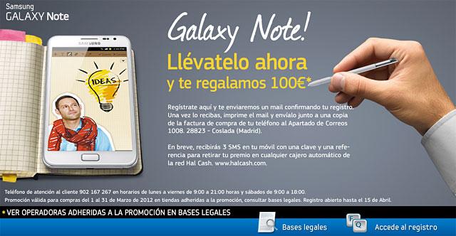 promoción del Samsung Galaxy note