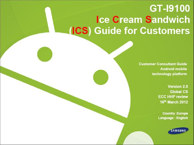 Portada guía de usuario Galaxy S2 con ICS