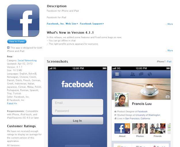 Actualización de Facebook para iOS