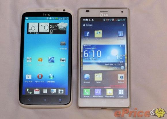 LG Optimus 4X blanco frente al HTC One X