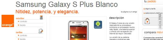 Galaxy S Plus en blanco con Orange