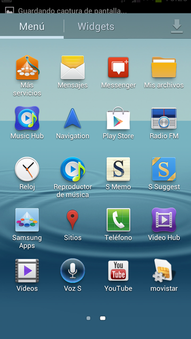 Captura de pantalla de Samsung Galaxy S3