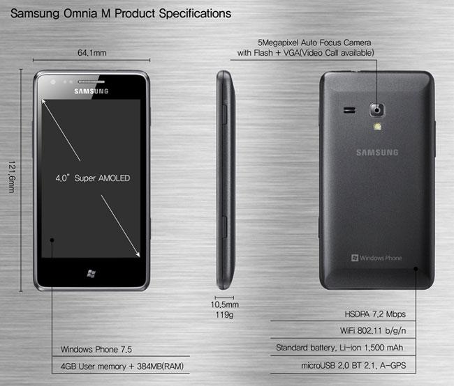 Samsung Omnia M con Windows Phone 7.5