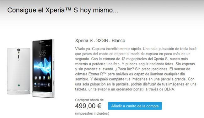 Sony Xperia S por 499 euros