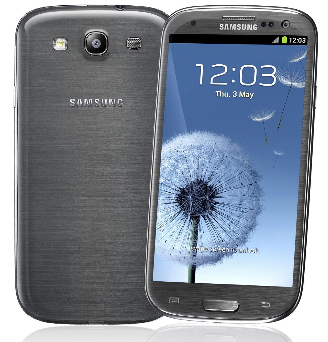 Samsung Galaxy S3 de color gris vista frontal
