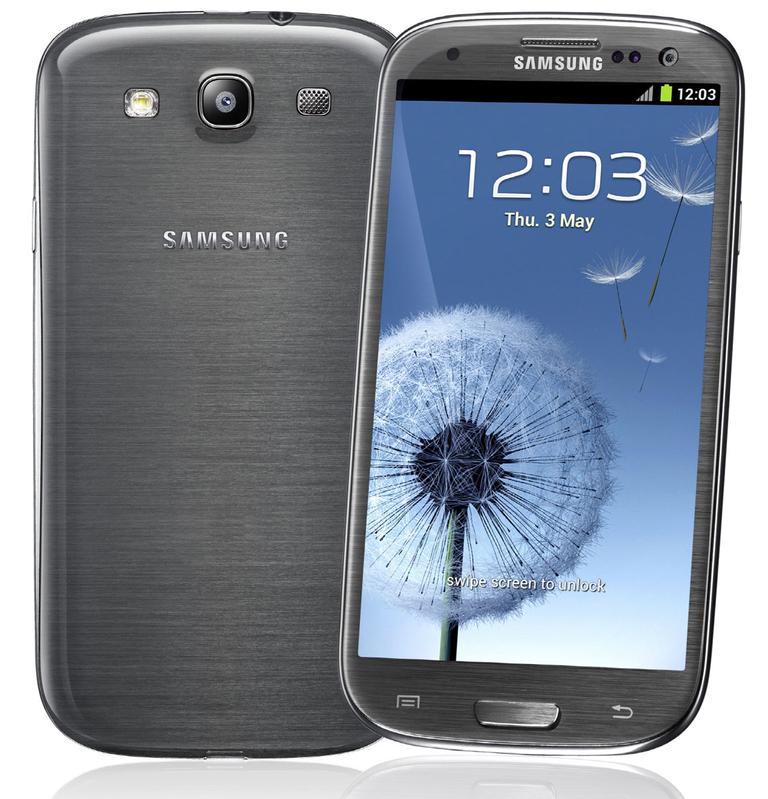Samsung Galaxy S3 de color gris vista frontal