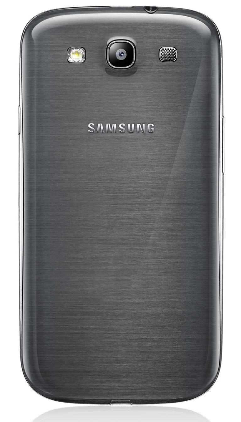 Samsung Galaxy S3 de color gris vista trasera