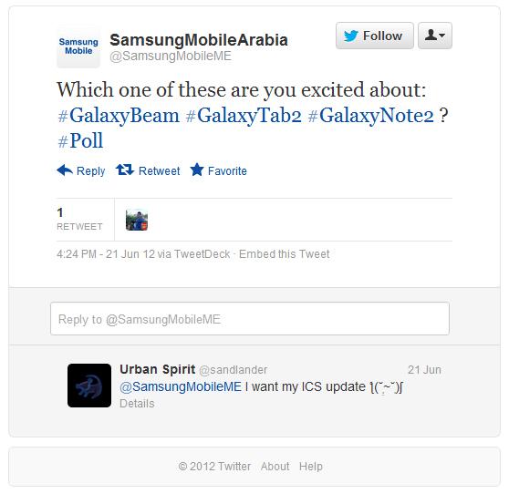 Samsung Galaxy Note 2 en Twitter