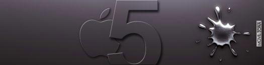 número 5 con logotipo de Apple y aluminio