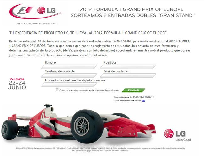 LG promoción Fórmula 1