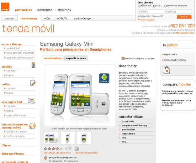 Samsung Galaxy Mini con Orange