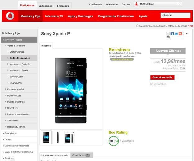 Sony Xperia P con Vodafone