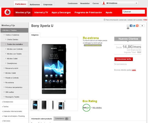 Oferta para Sony Xperia U con Vodafone