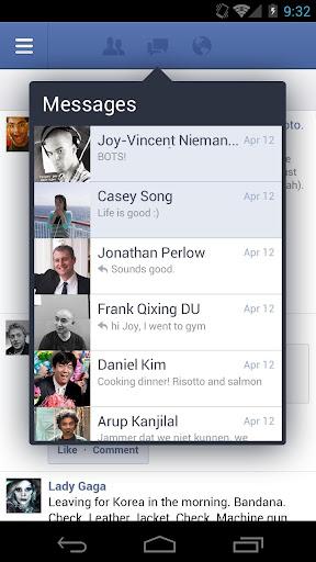 Captura de pantalla de la aplicación de Facebook para Android