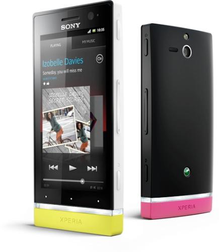 Sony Xperia U de color amarillo y rosa