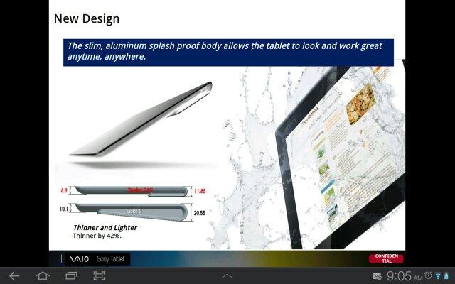 Dimensiones del Xperia Tablet