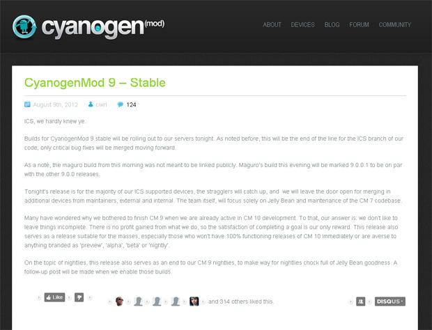 Cyanogen 9 liberación y estabilidad