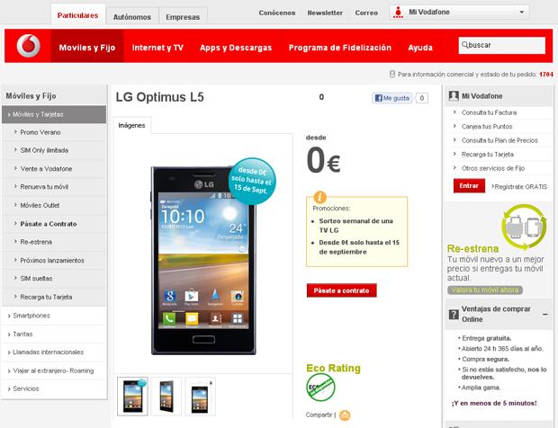LG Optimus L5 gratis con Vodafone