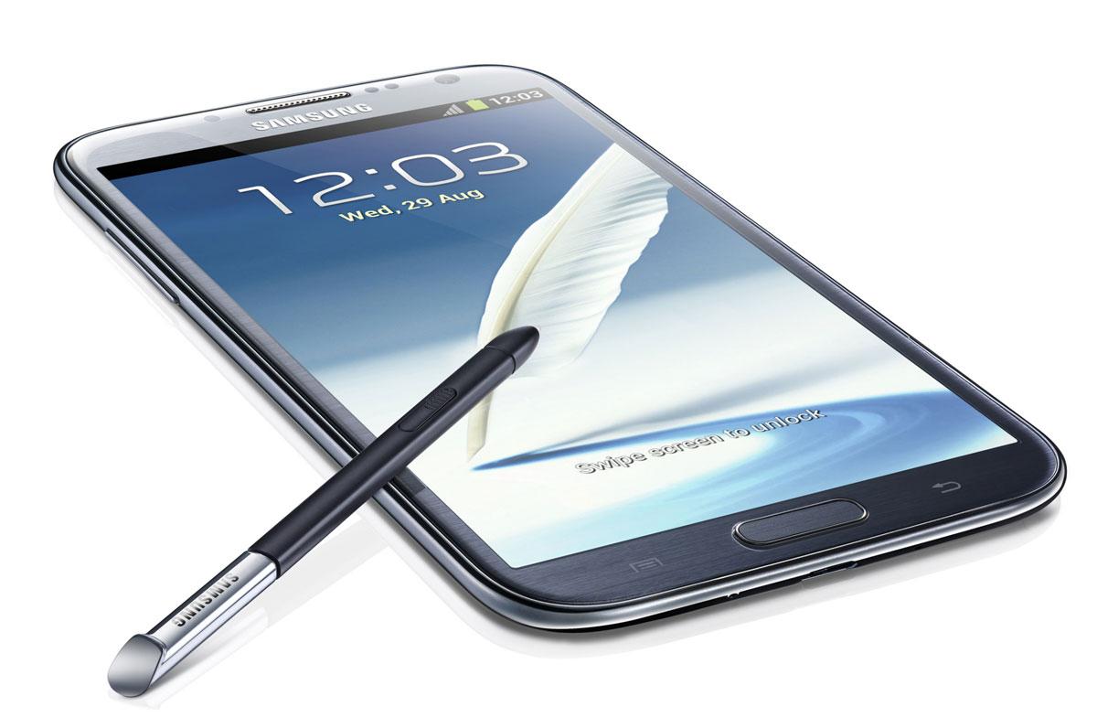 Samsung Galaxy Note 2 en color azul con puntero táctil