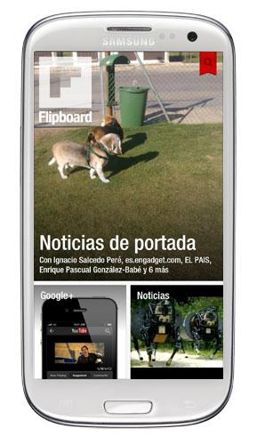 Captura de pantalla de Flipboard en un Samsung Galaxy S3