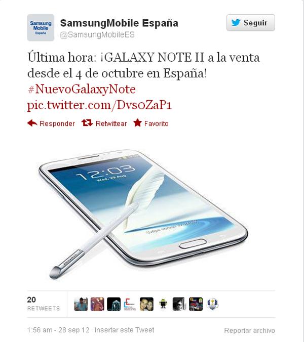 Galaxy Note 2 a la venta en España desde el 4 octubre