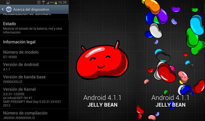 Samsung Galaxy S3 con Jelly Bean