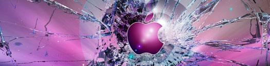 Logotipo de Apple en rosa con cristal roto