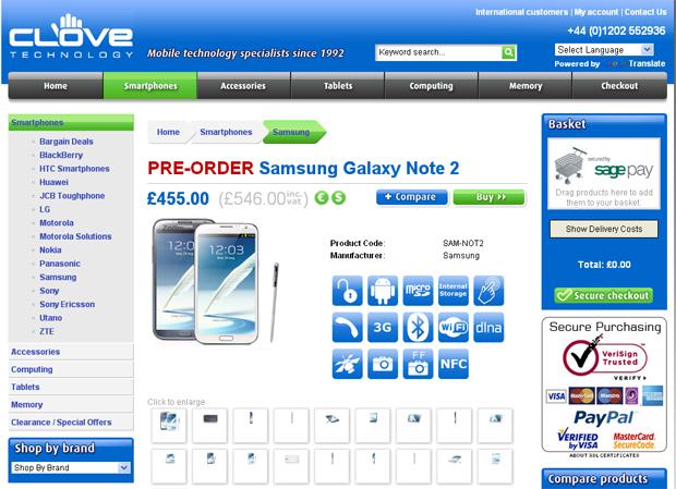 Preorden para el Samsung Galaxy Note 2
